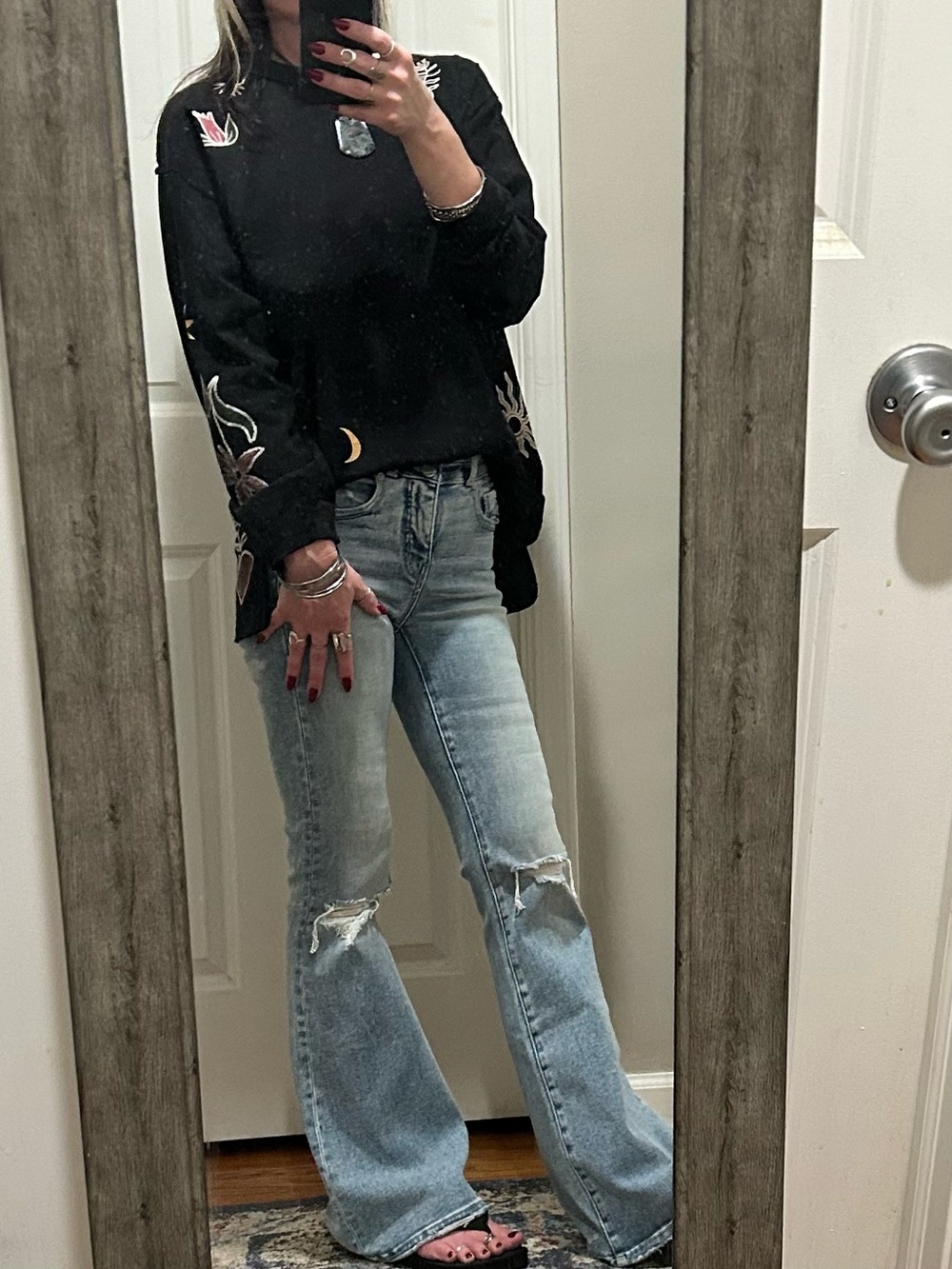 ❌SOLD❌NWT We The Free Never Leaf Me Embroidered Tee In Black Combo - Picture 5 of 16